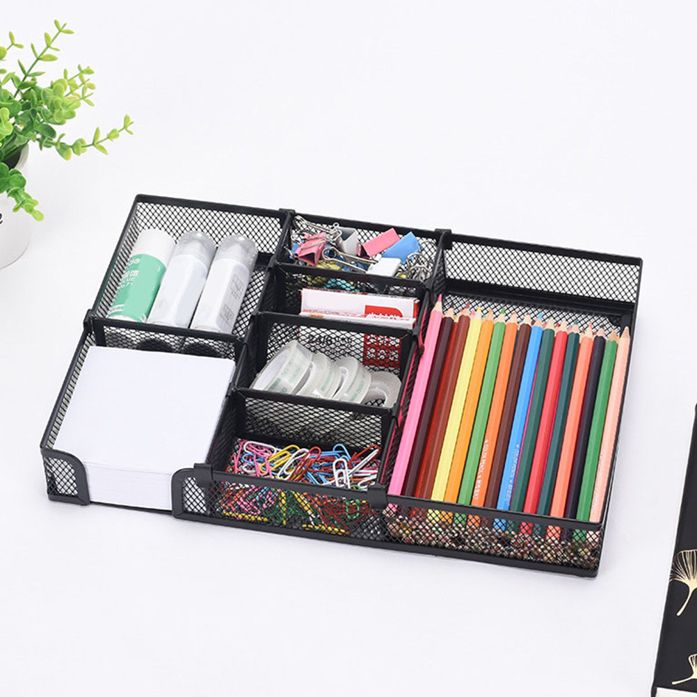 Office Drawer Organizer - Metal Office Organizer Tray Multi-Grid Desk