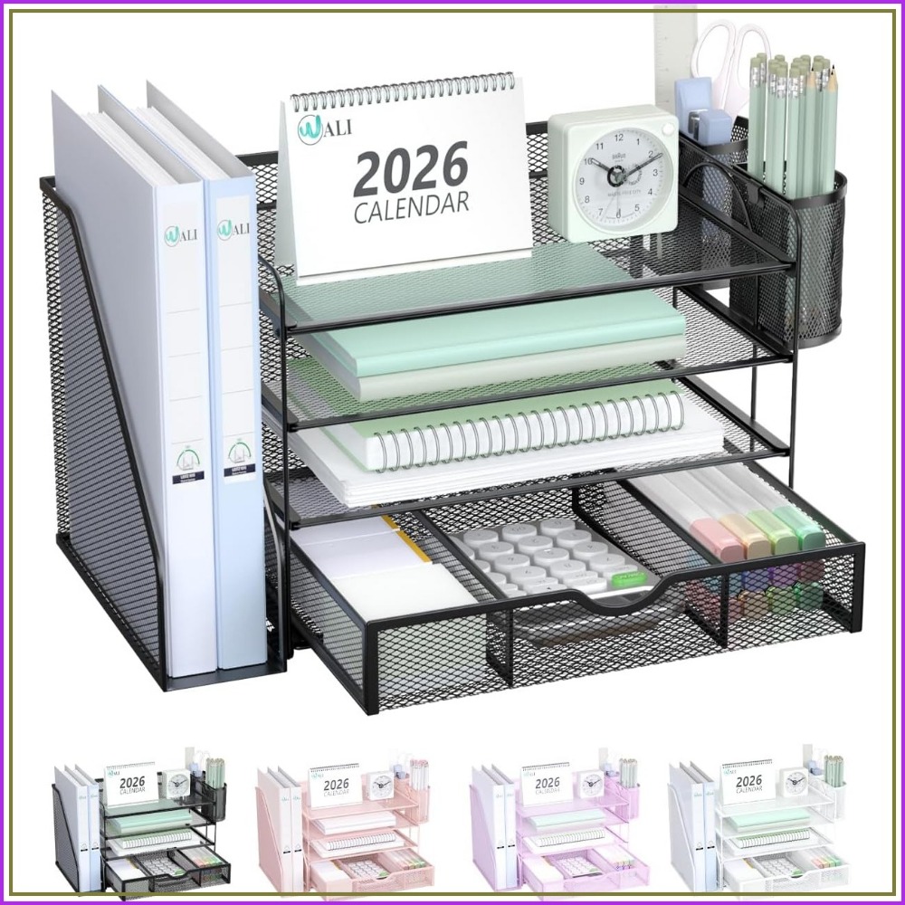 Office Drawer Organizer - 4-Tier Desktop File Organizer with Drawer