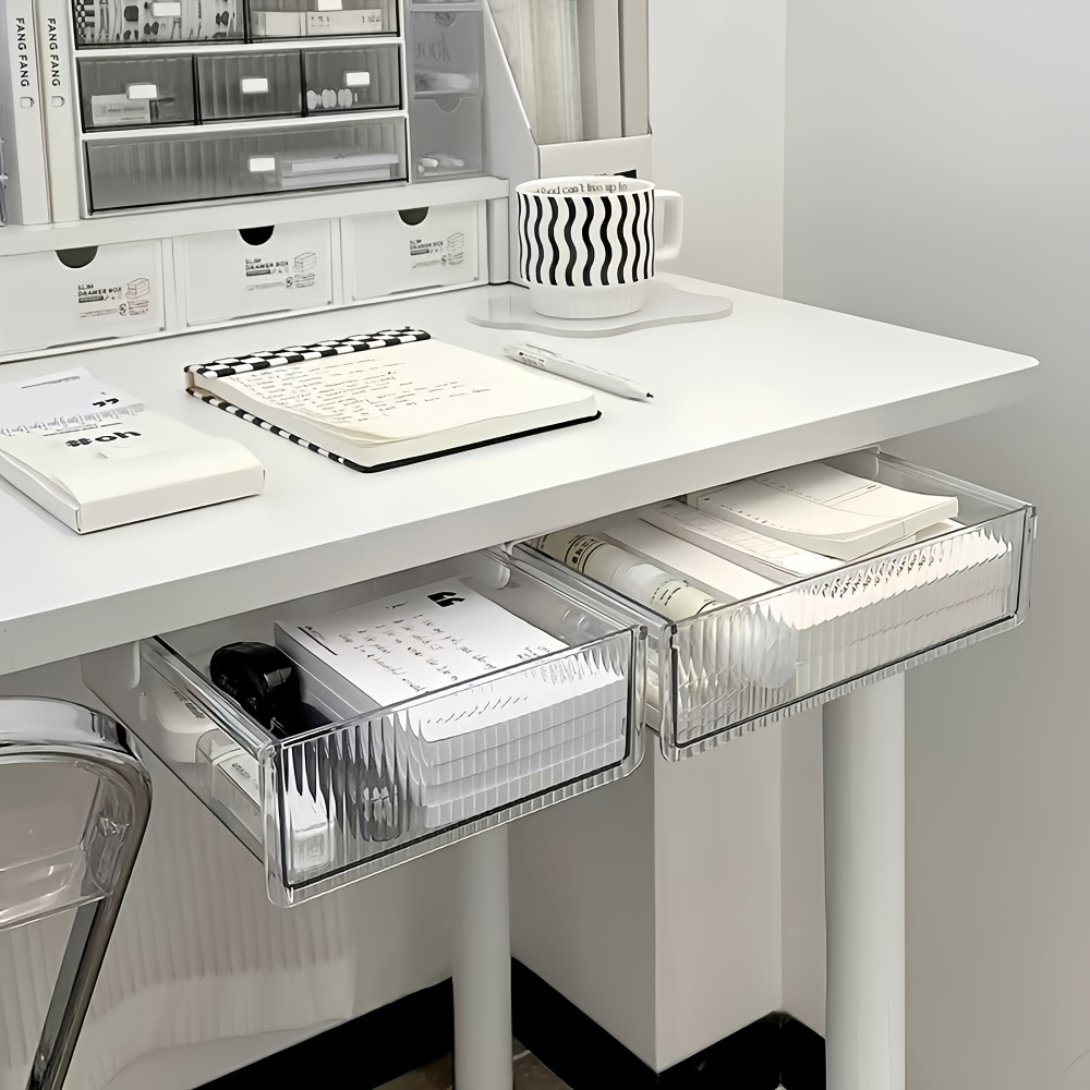 Office Drawer Organizer - 1pc Under Desk Clear Drawer Organizer,