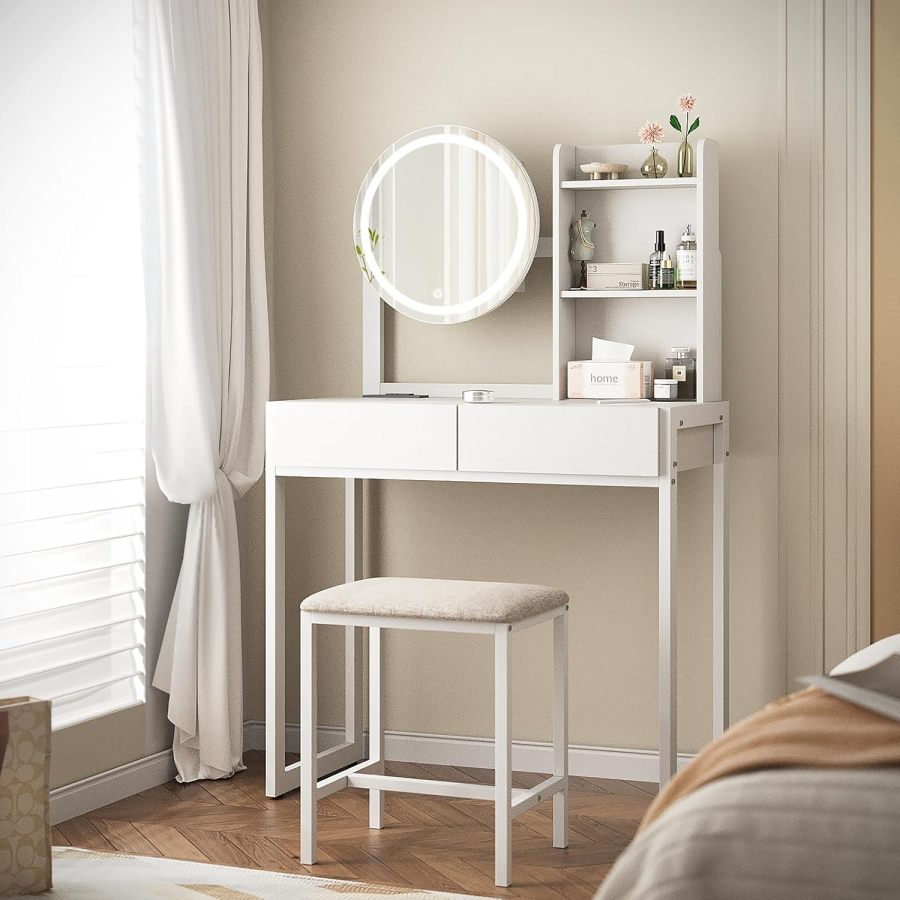Desk Drawer Small - Small Vanity Desk with Mirror and