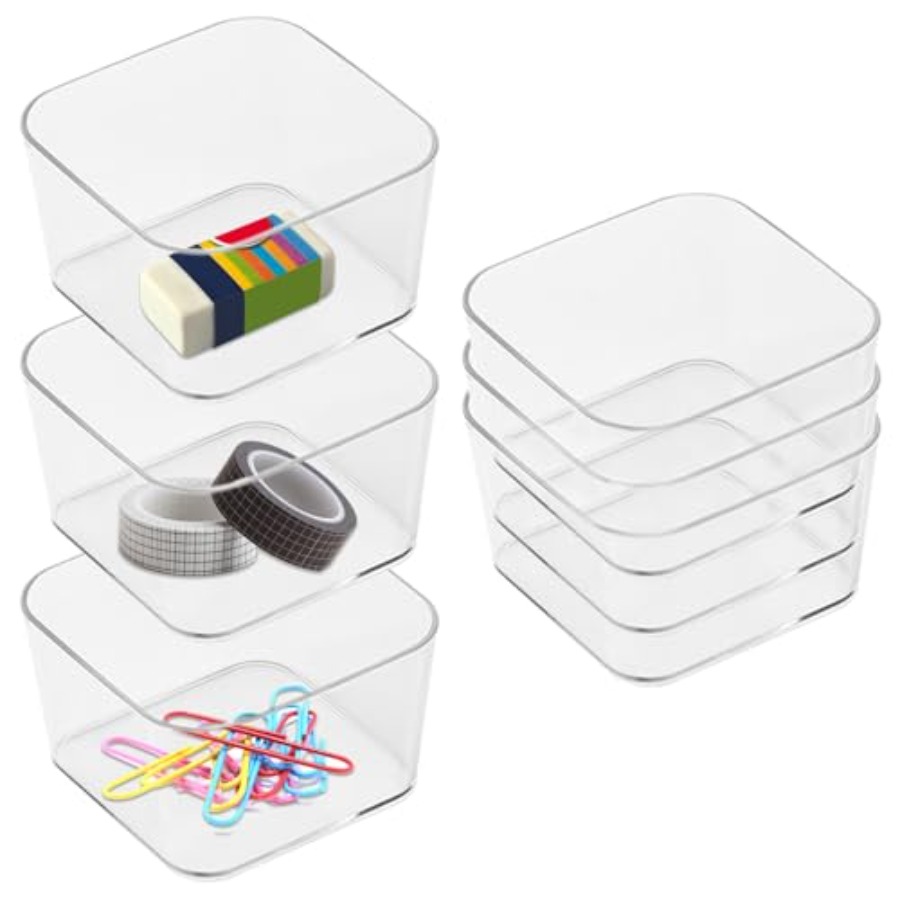Desk Drawer Small - 6pcs Clear Acrylic Storage Container, Desk