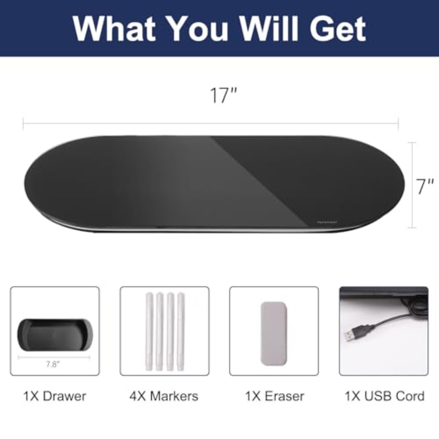 Glass Desktop Whiteboard - 17  - Desk Drawer Small ulasan dan harga