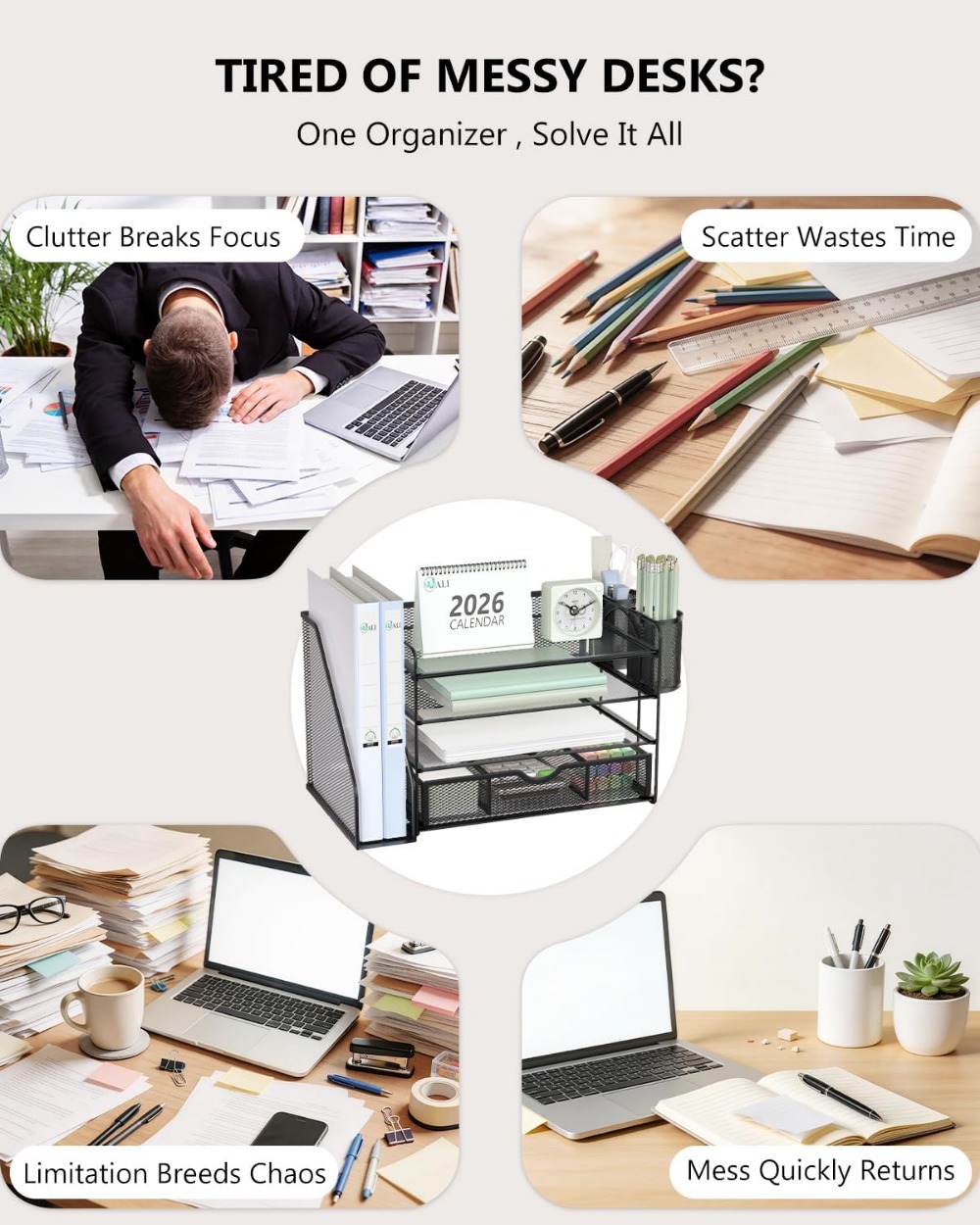 4-Tier Desktop File Organizer  - Office Drawer Organizer ulasan dan harga