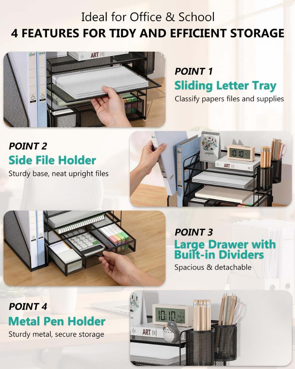4-Tier Desktop File Organizer  - Office Drawer Organizer ulasan dan harga