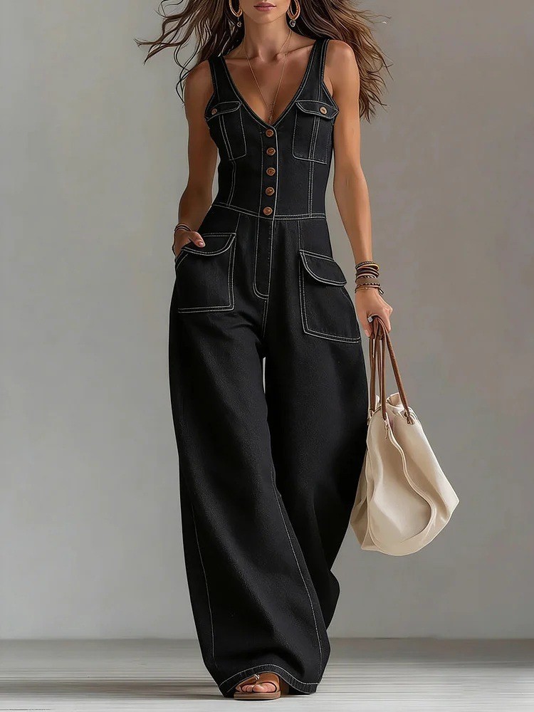Women Fashion Denim Jumpsuit S - Home Office Romance ulasan dan harga