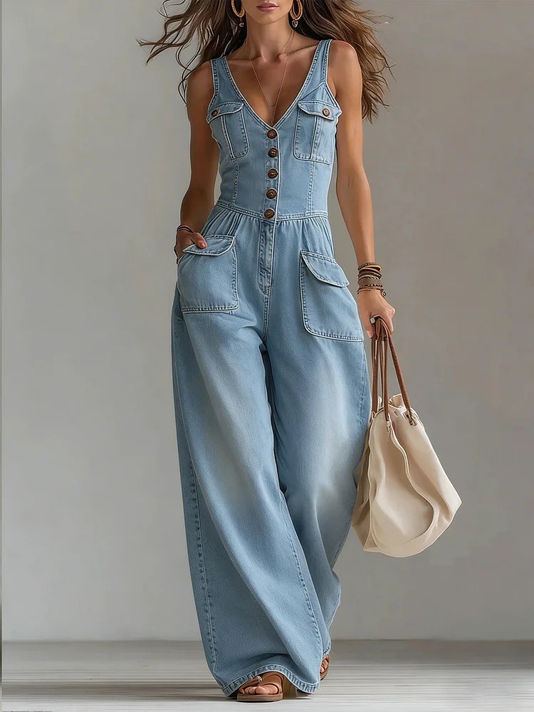 Women Fashion Denim Jumpsuit S - Home Office Romance ulasan dan harga
