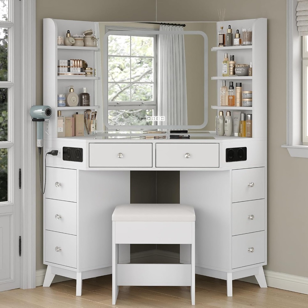 Corner Vanity Desk with Blueto - Desk Drawer Small ulasan dan harga