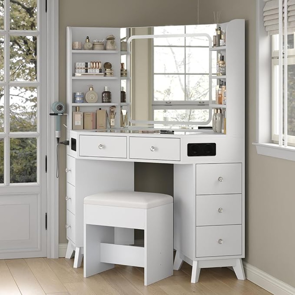 Corner Vanity Desk with Blueto - Desk Drawer Small ulasan dan harga