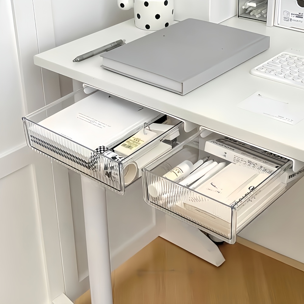 1pc Under Desk Clear Drawer Or - Office Drawer Organizer ulasan dan harga