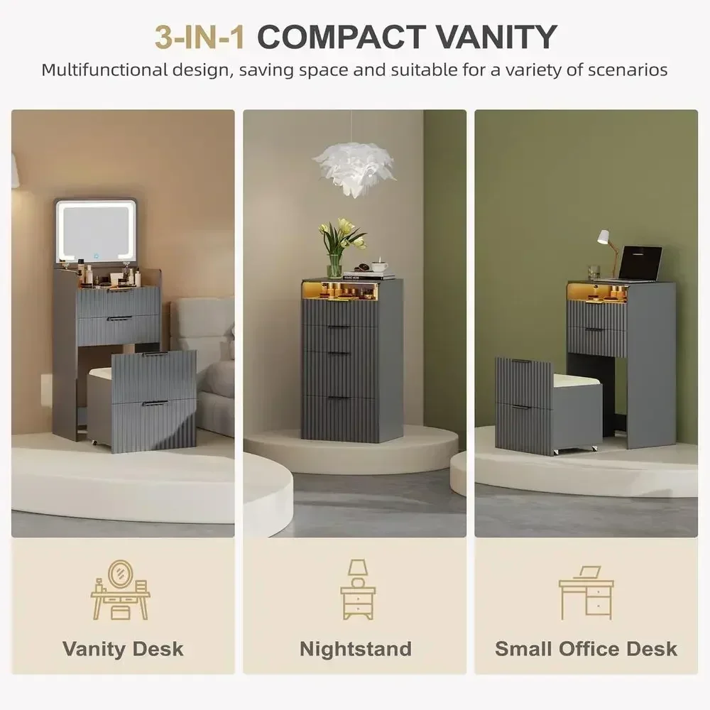 Grey Small Vanity Desk with Fl - Desk Drawer Small ulasan dan harga