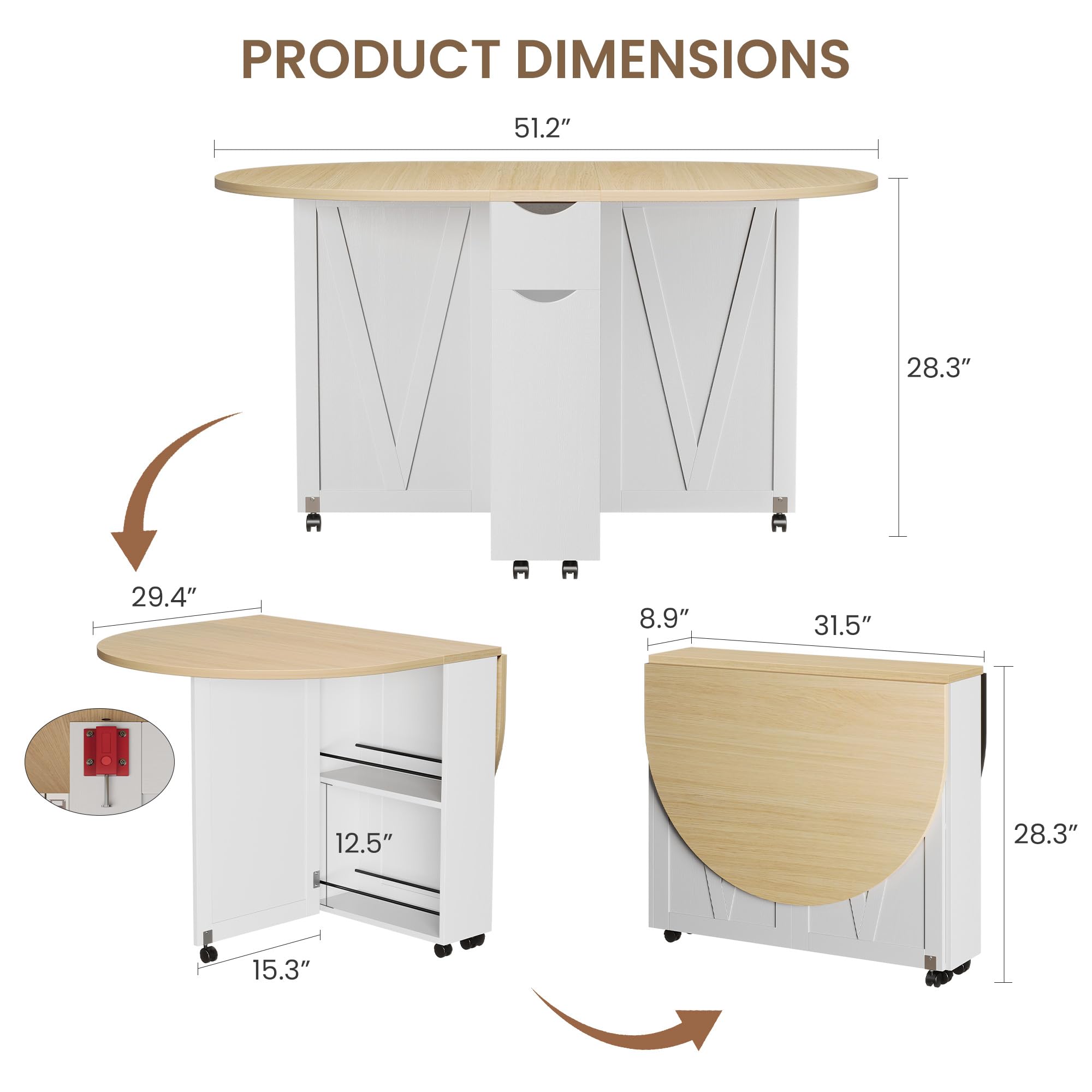 3-in-1 Folding Dining Table Wi - Desk Drawer Small ulasan dan harga