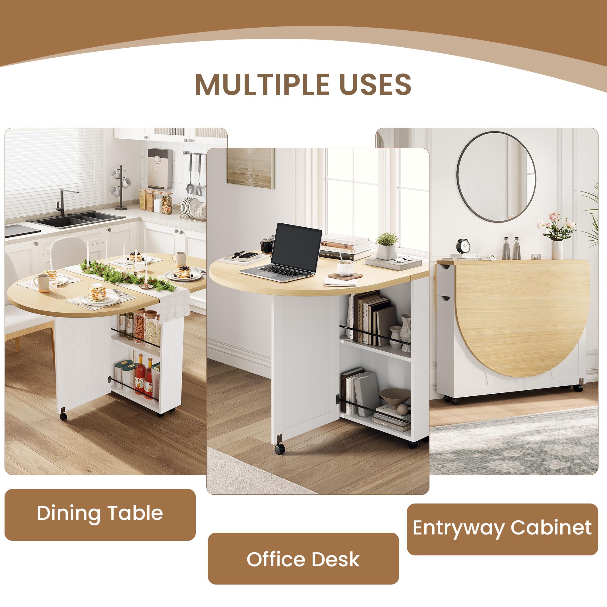 3-in-1 Folding Dining Table Wi - Desk Drawer Small ulasan dan harga