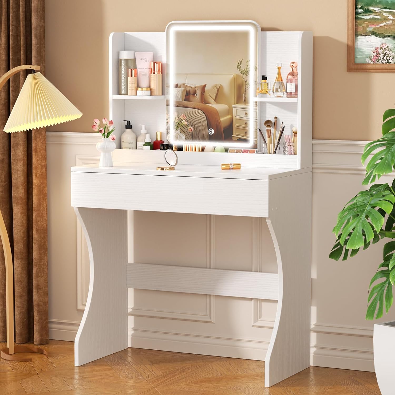 White Small Makeup Vanity Desk - Desk Drawer Small ulasan dan harga