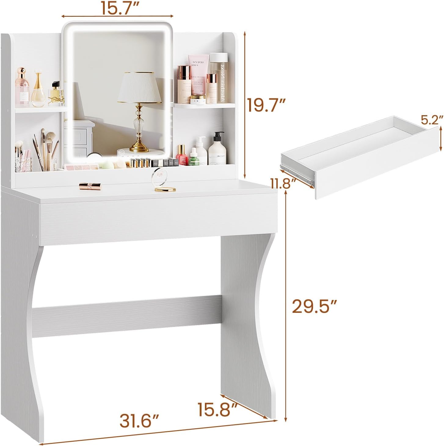 White Small Makeup Vanity Desk - Desk Drawer Small ulasan dan harga