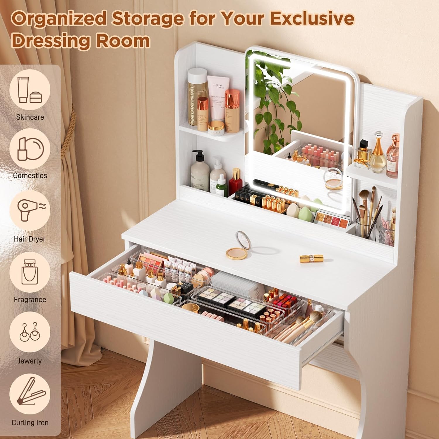 White Small Makeup Vanity Desk - Desk Drawer Small ulasan dan harga