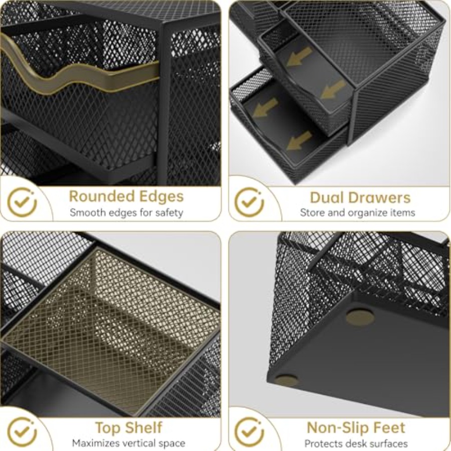 Mesh Desk Organizer, Pen Organ - Desk Drawer Small ulasan dan harga
