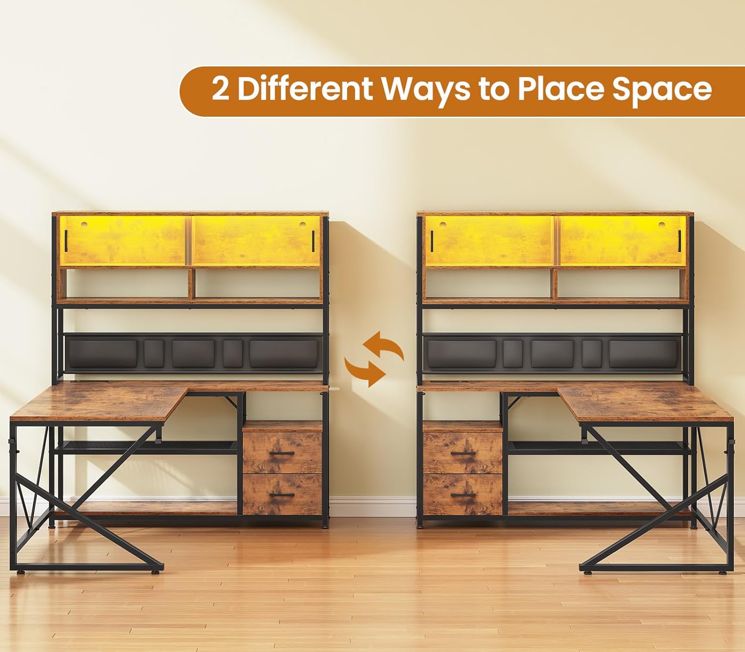 L Shaped Computer Desk with 2  - Desk Drawer Small ulasan dan harga